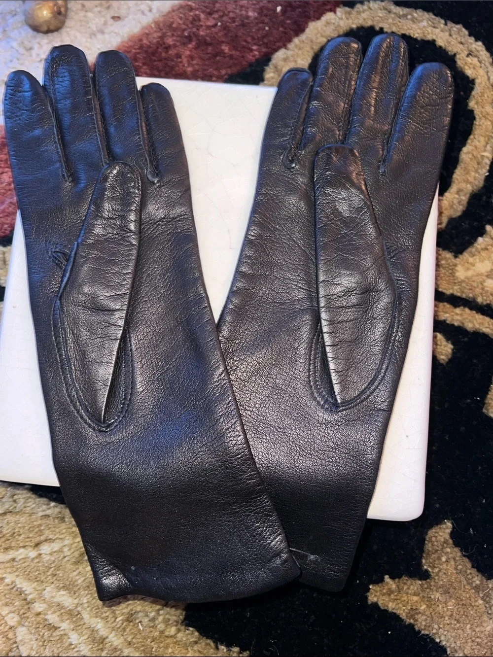Women’s Long Black Leather Gloves NWT Made in Italy